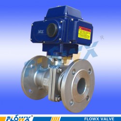 費雷西電動法蘭球閥、DA52兩通三片式電動球閥帶緊急手輪