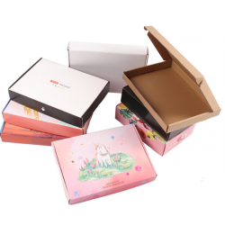 冒尖彩色飛機盒定做現(xiàn)貨白色服裝內(nèi)衣包裝盒水果茶牛皮紙瓦楞彩盒